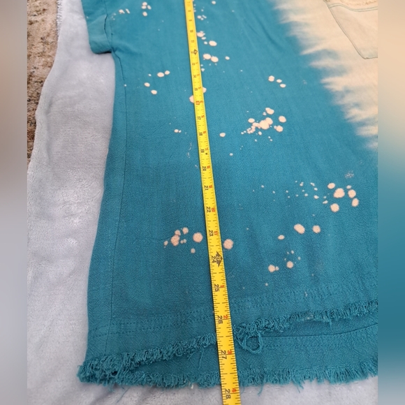 Umgee Splatter Dip Dye Short-slv Linen Cotton Top Boho Relaxed Fit Size S - Picture 13 of 16